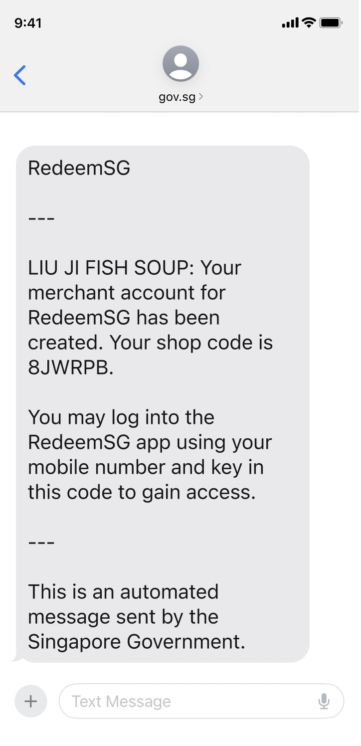 Sample Shop Code SMS