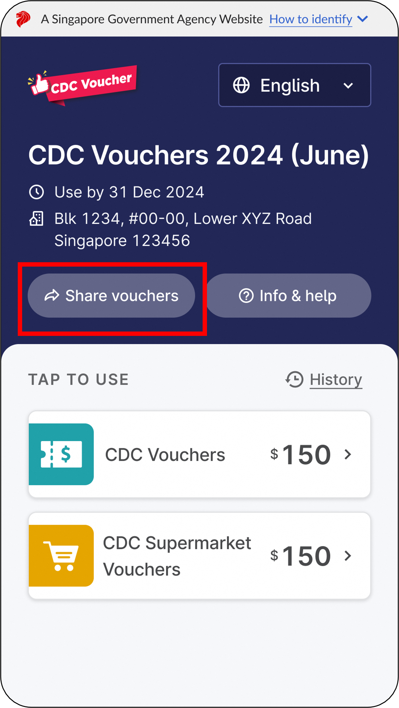 Screenshot of Share My Vouchers