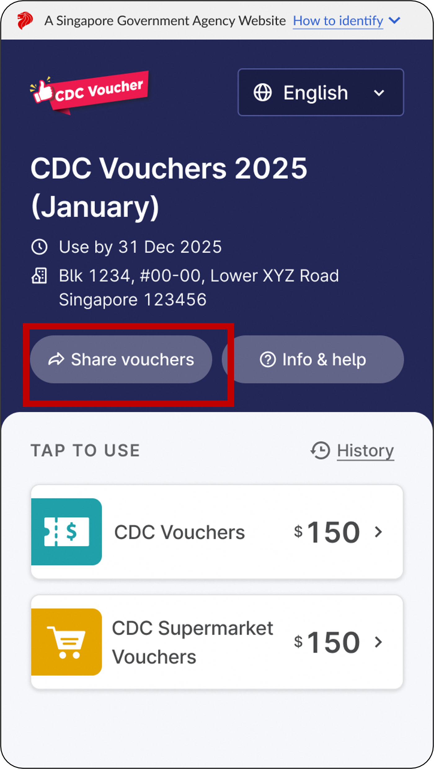 Screenshot of Share My Vouchers